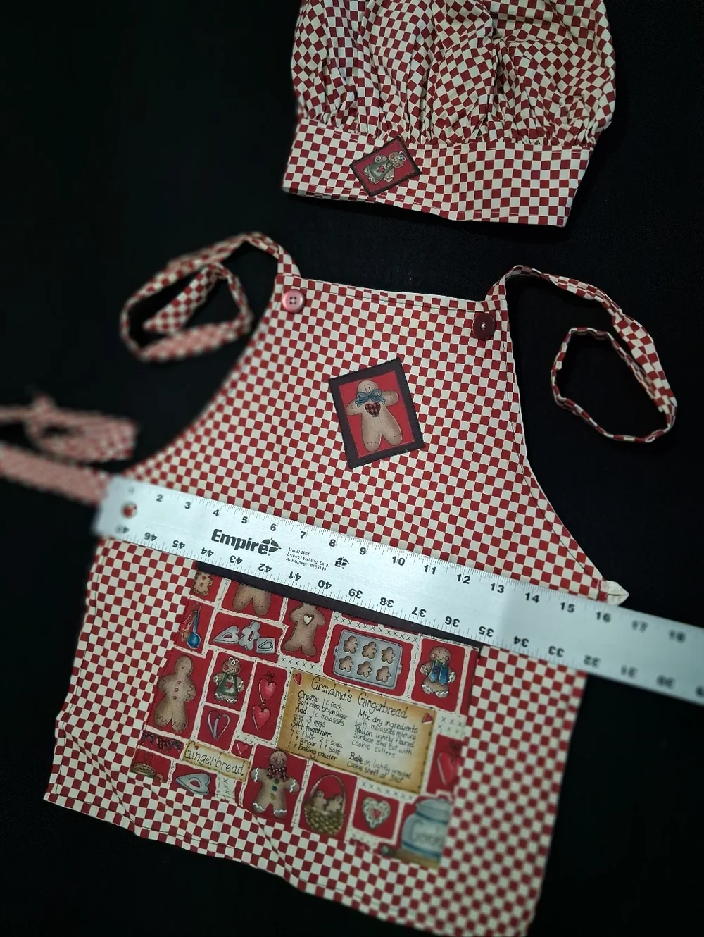 Kids Red Checkered Apron and Chef Hat Set - Picture 2 of 3